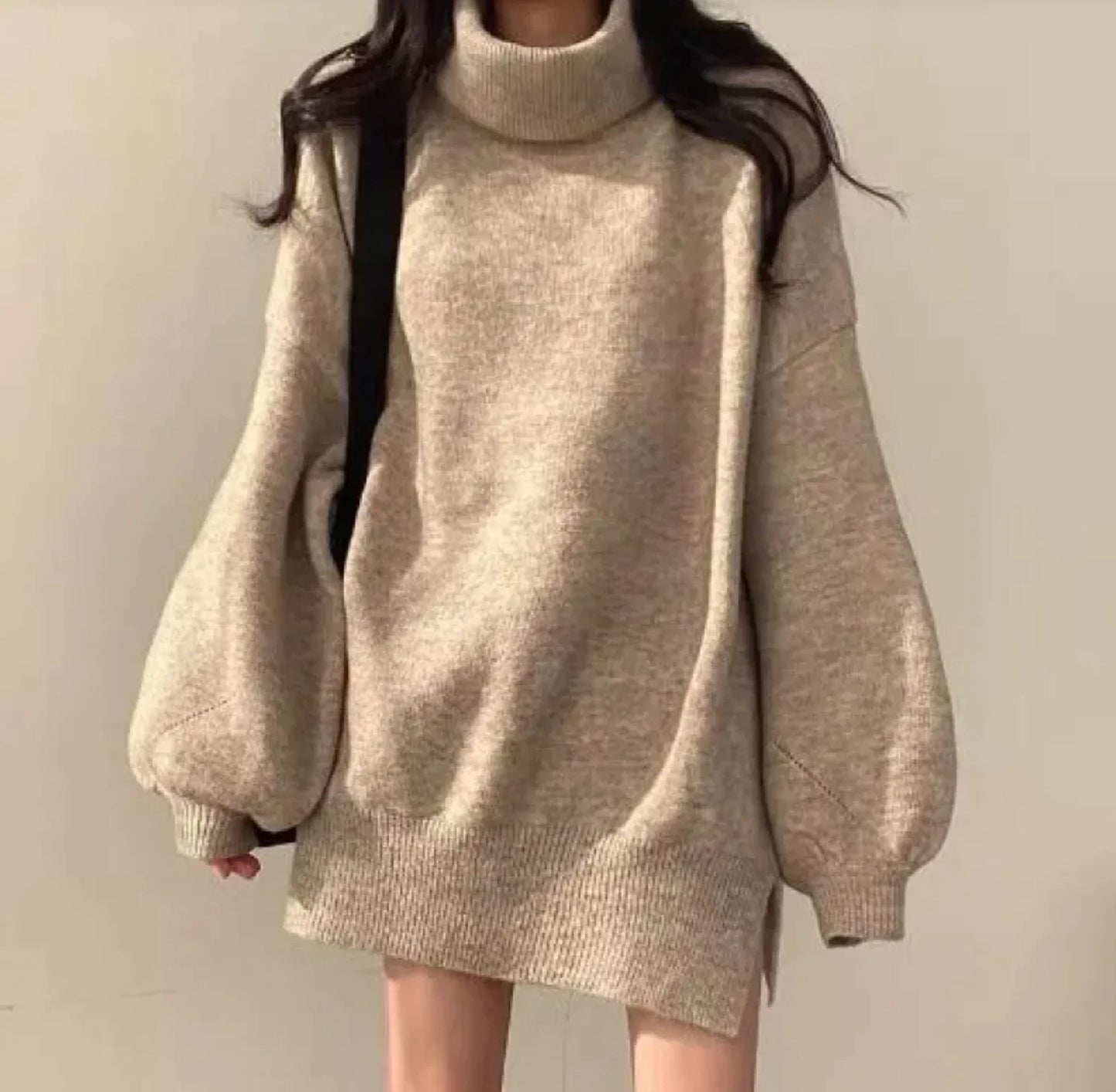 Oversized Turtleneck Sweater Dress